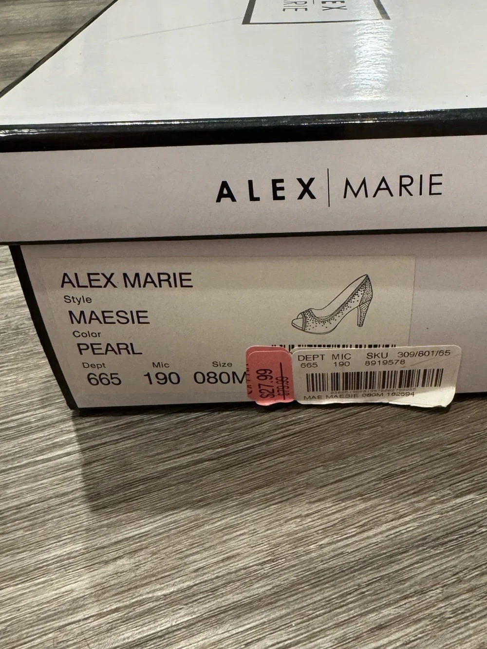 Alex Marie Maesie Silver Formal Open Toe Pump Heels size 8